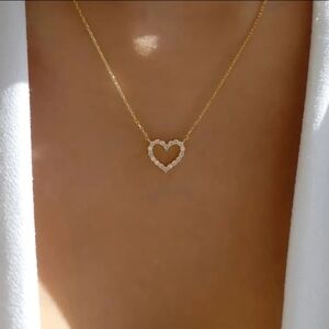 Rhinestone Heart Necklace gold